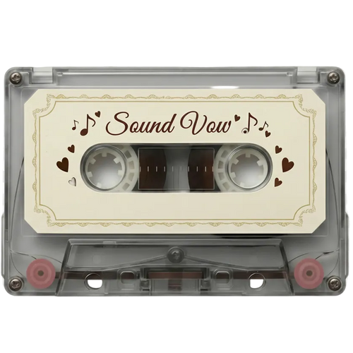 Vintage-style cassette tape with 'Sound Vow' branding on a transparent background